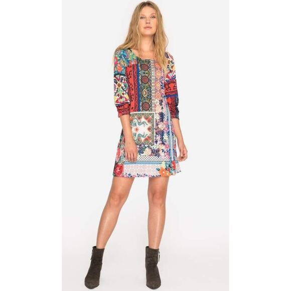 Johnny Was Verdell Dress Womens Large Multicolor Patchwork Floral Boho Tunic - Picture 1 of 7